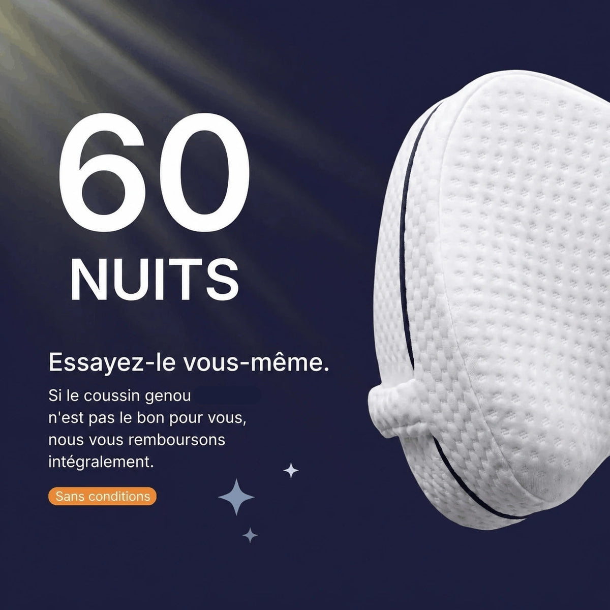 Coussin Orthopédique Kivo — Anti-douleur hanches, dos et genoux pour dormeurs latéraux